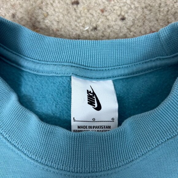 Nike Lab Solo Swoosh Heavyweight Sweatshirt Blue Fleece Lined Size Large Men's - Picture 4 of 4